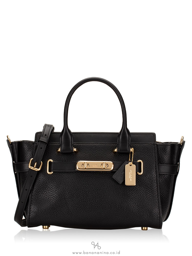 COACH 87295 Swagger 27 Pebble Leather Carryall Black
