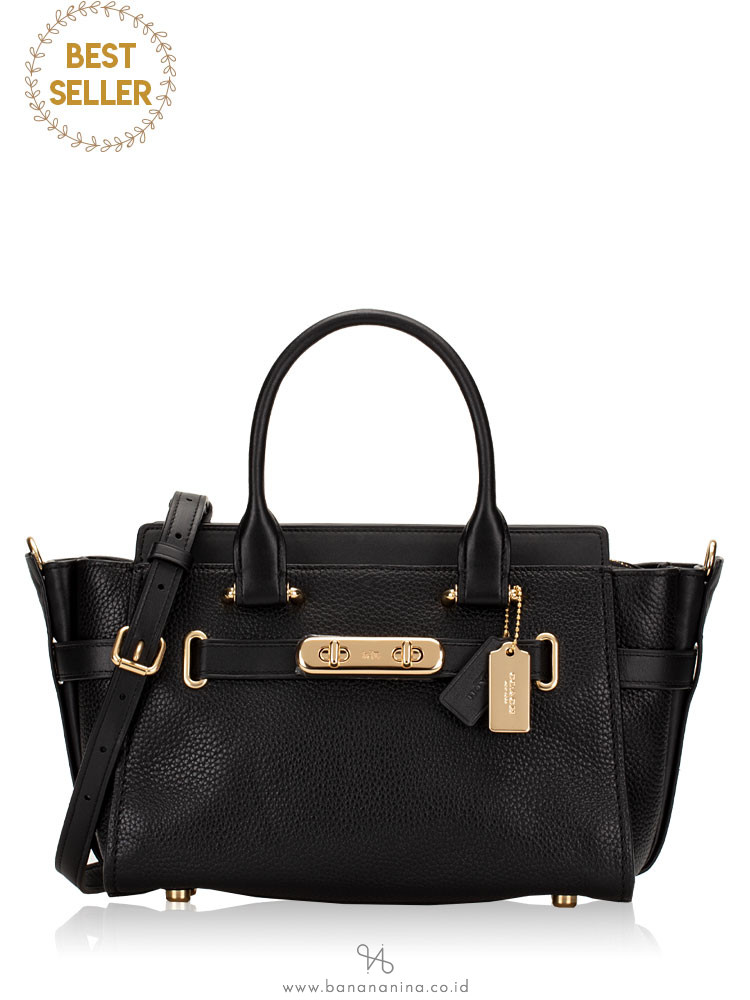 COACH 87295 Swagger 27 Pebble Leather Carryall Black