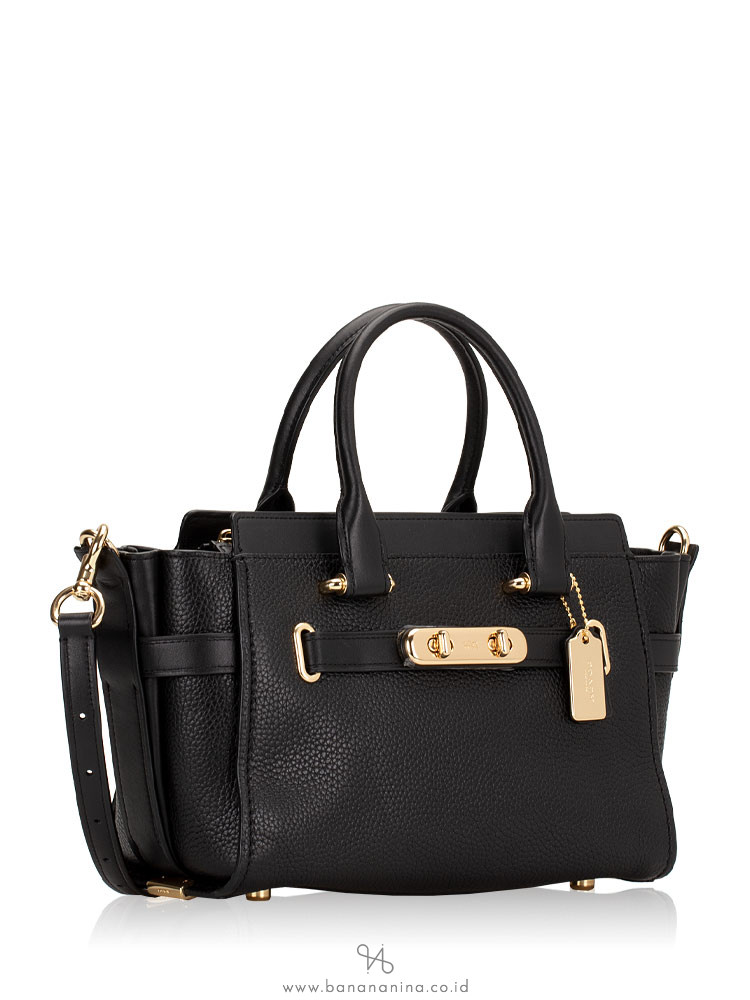 COACH 87295 Swagger 27 Pebble Leather Carryall Black