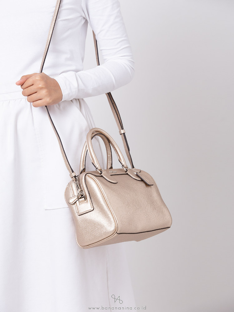 COACH 39706 Metallic Crossgrain Mini Bennett Platinum