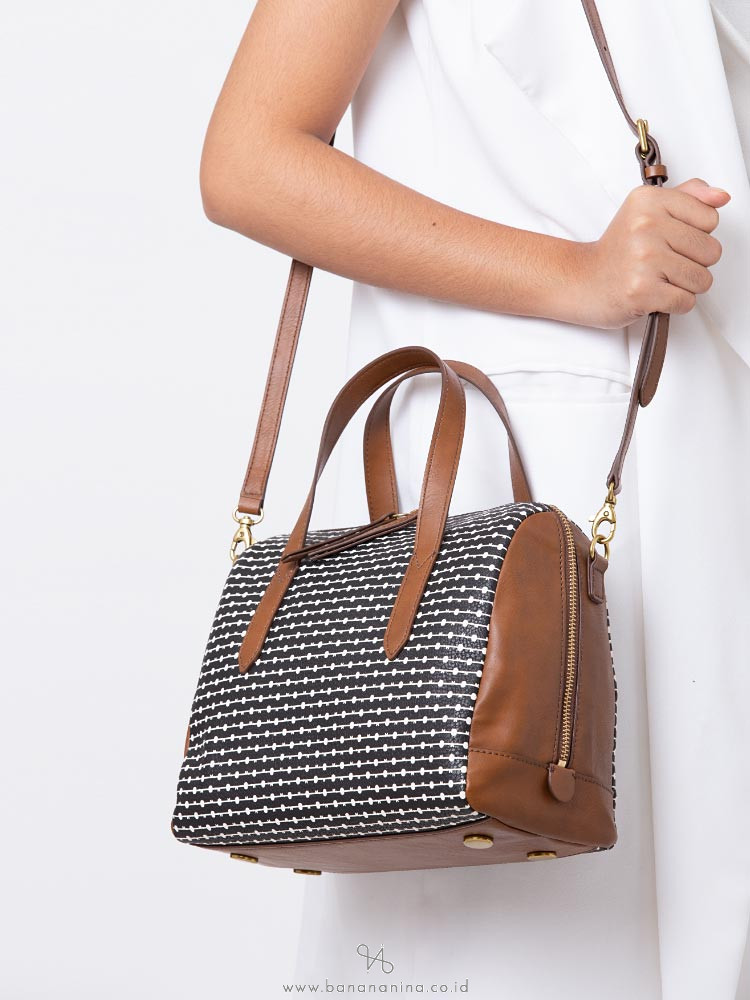 fossil sydney satchel black multi