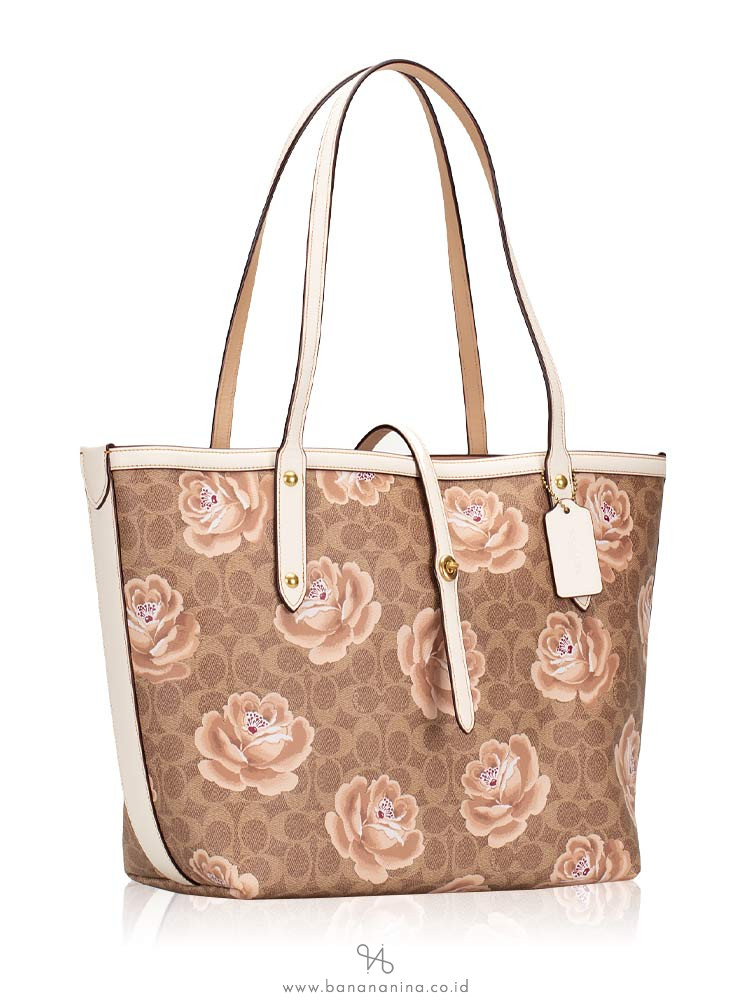 market tote in signature rose print