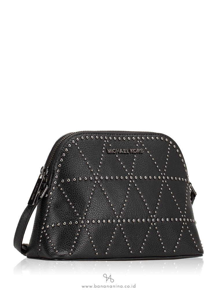 MICHAEL KORS Adele Stud Medium Dome Crossbody Black