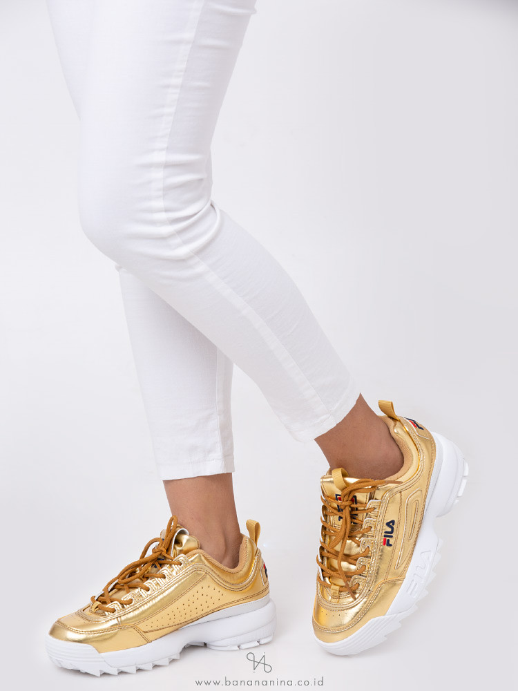 FILA Disruptor 2 Sneakers Gold White Sz 5
