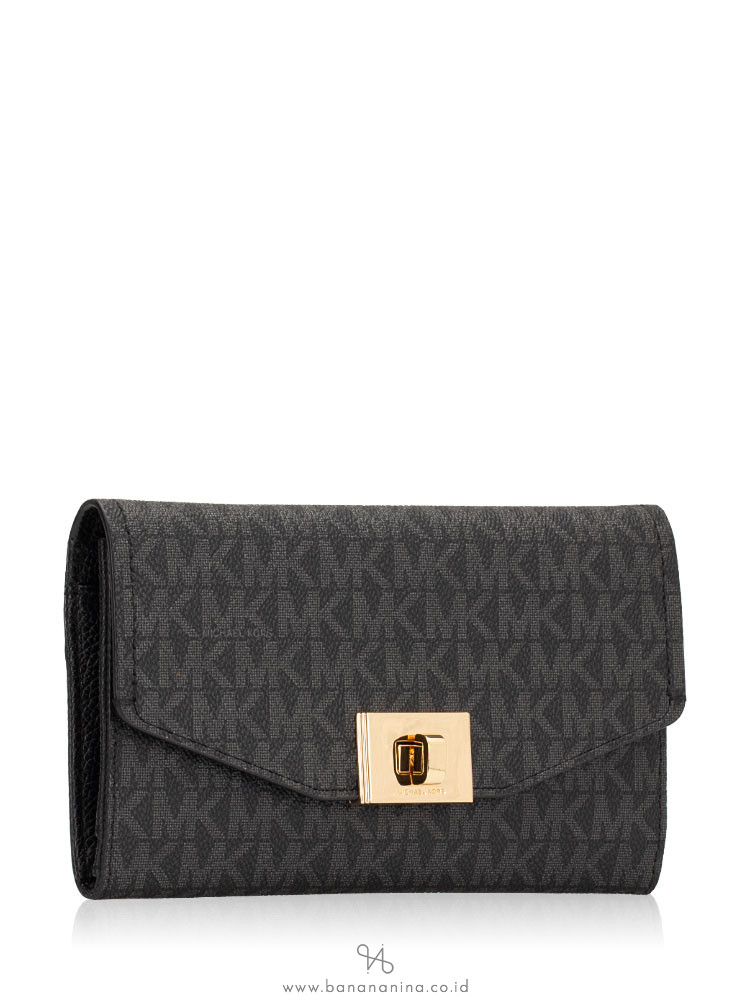 MICHAEL KORS Cassie Monogram Large Trifold Black