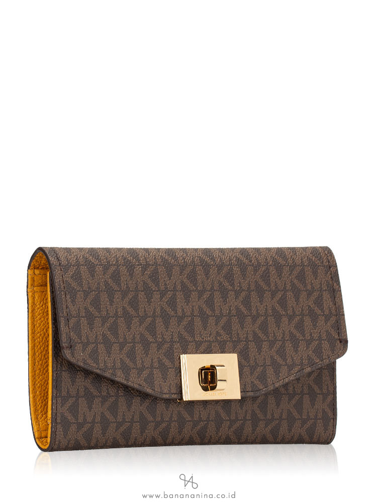 MICHAEL KORS Cassie Monogram Large Trifold Brown Marigold