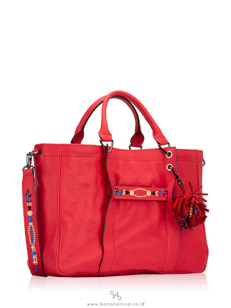 LONGCHAMP 3D Massai Large Leather Satchel Red