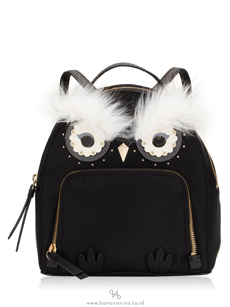 KATE SPADE Star Bright Owl Tomi Nylon Backpack Black