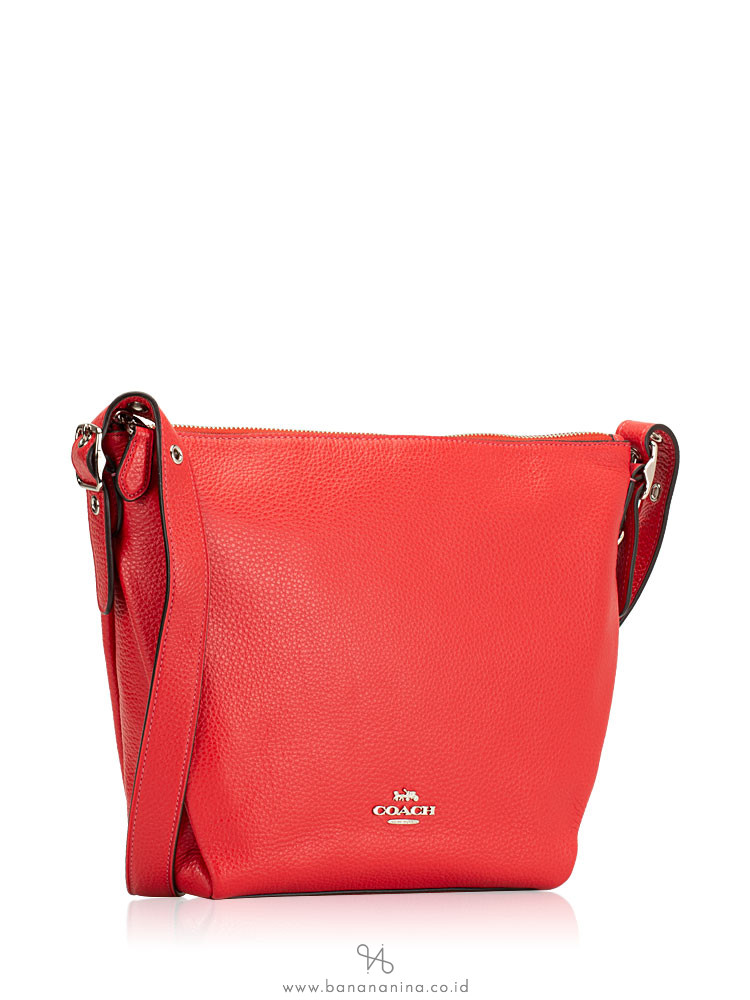 COACH 34767 Pebble Leather Danny Duffle Bag Bright Red