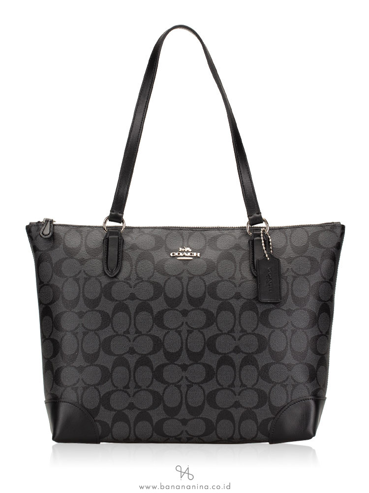 COACH 29208 Signature Zip Tote Black Smoke