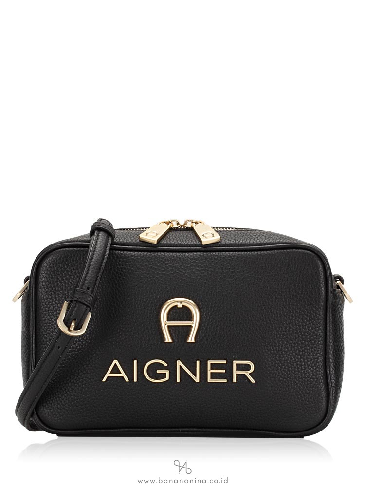 AIGNER Leather Camera Bag Black