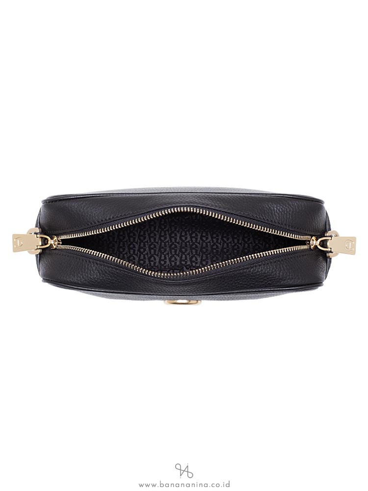 AIGNER Leather Camera Bag Black