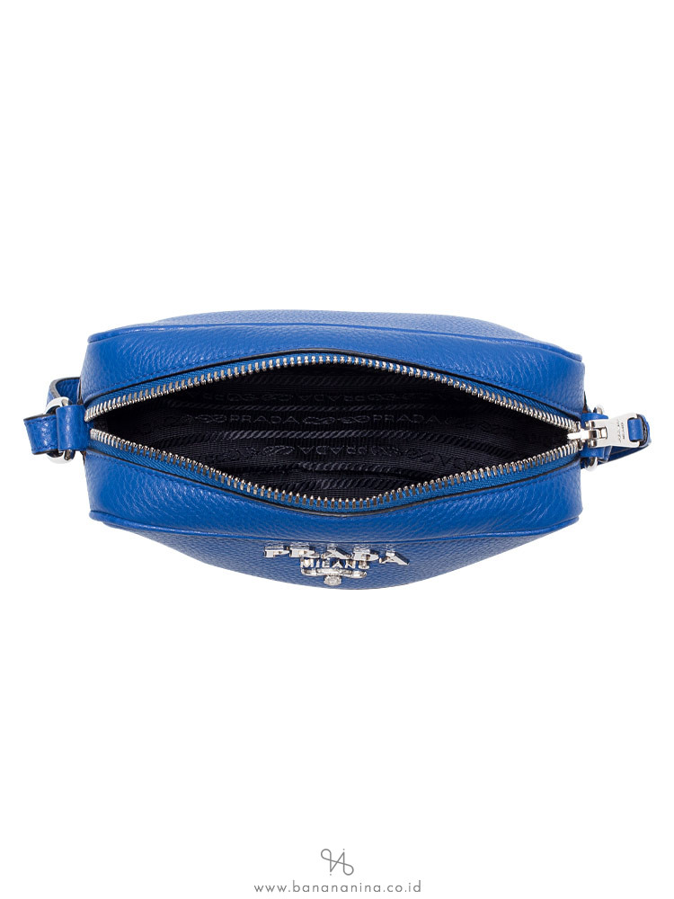 PRADA 1BH096 Vitello Daino Crossbody Azzurro