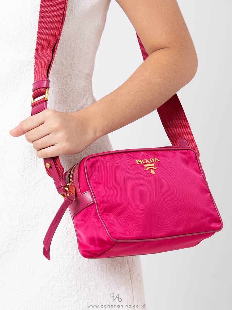 PRADA 1BH089 Tessuto Soft Calf Crossbody Ibisco