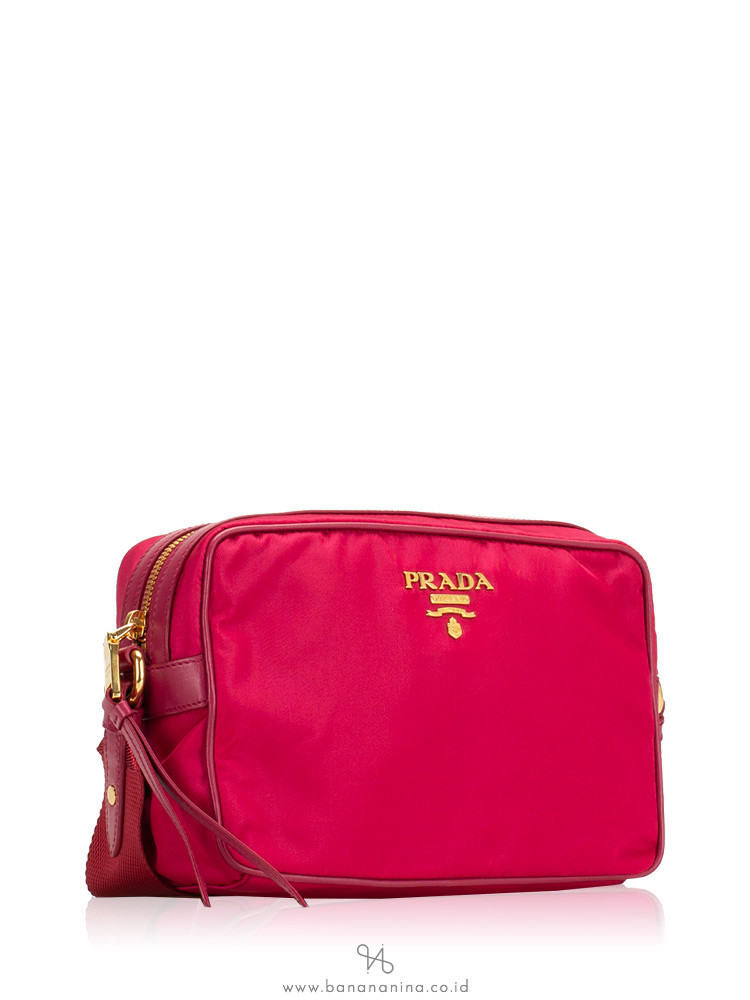 PRADA 1BH089 Tessuto Soft Calf Crossbody Ibisco