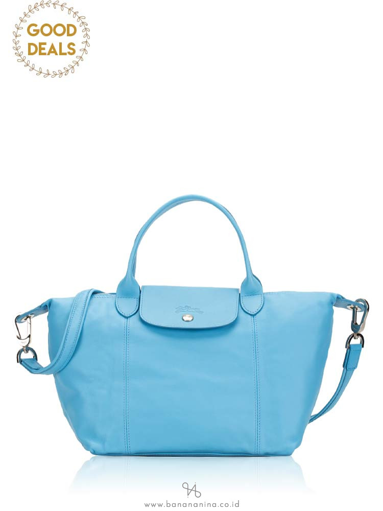 LONGCHAMP Le Pliage Cuir Small SH Cornflower