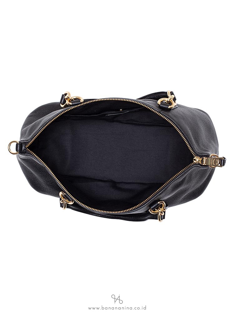 COACH 30565 Pebbled Leather Ally Satchel Black