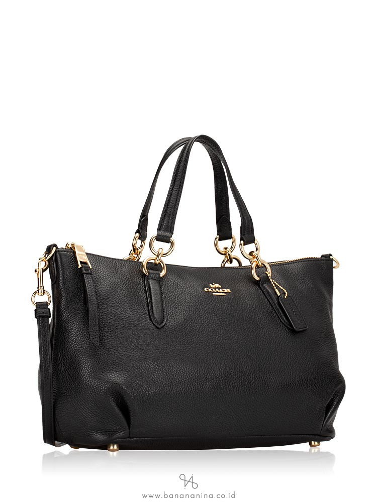 COACH 30565 Pebbled Leather Ally Satchel Black