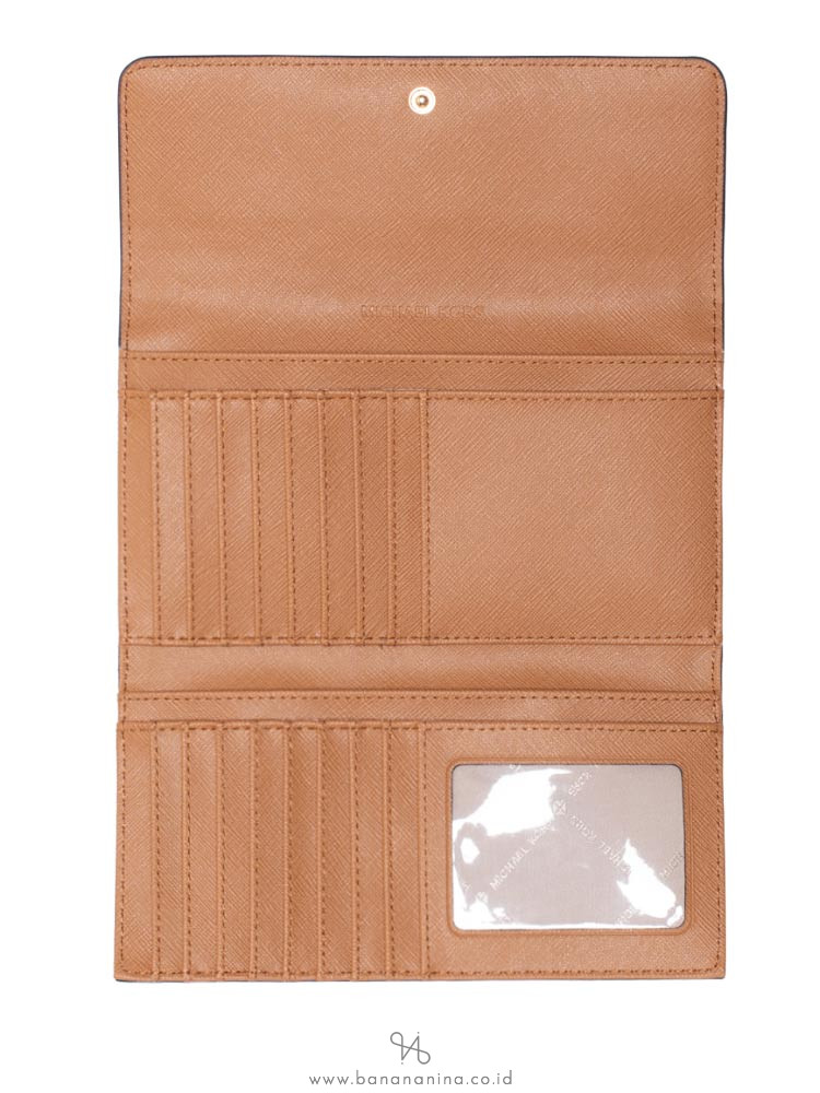 MICHAEL KORS Jet Set Monogram Large Trifold Wallet Vanilla Acorn