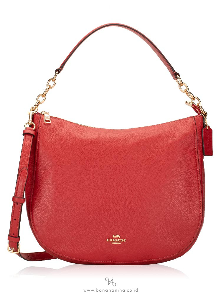 COACH 31399 Pebbled Leather Elle Hobo Ruby