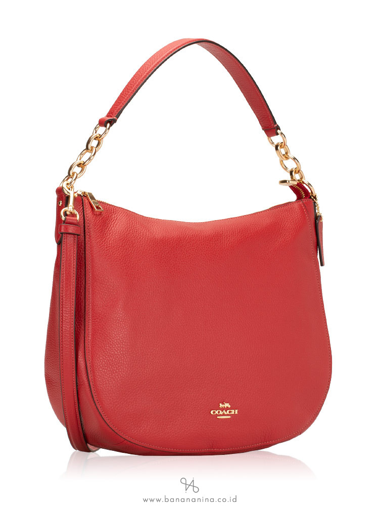 COACH 31399 Pebbled Leather Elle Hobo Ruby