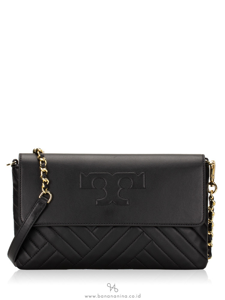 TORY BURCH Alexa Leather Clutch Black