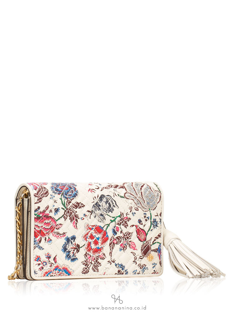 TORY BURCH Fleming Printed Flat Wallet Crossbody Happy Times