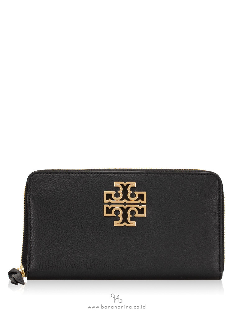 TORY BURCH Britten Leather Zip Wallet Black