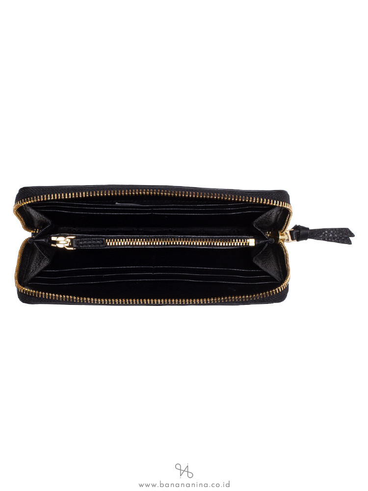 TORY BURCH Britten Leather Zip Wallet Black