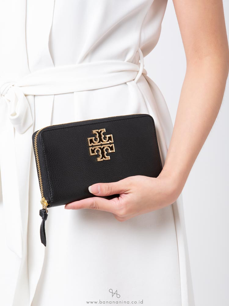 TORY BURCH Britten Leather Zip Wallet Black