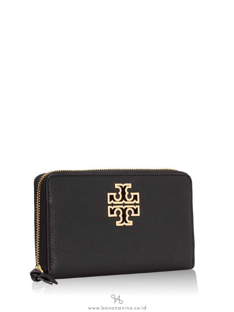 TORY BURCH Britten Leather Zip Wallet Black