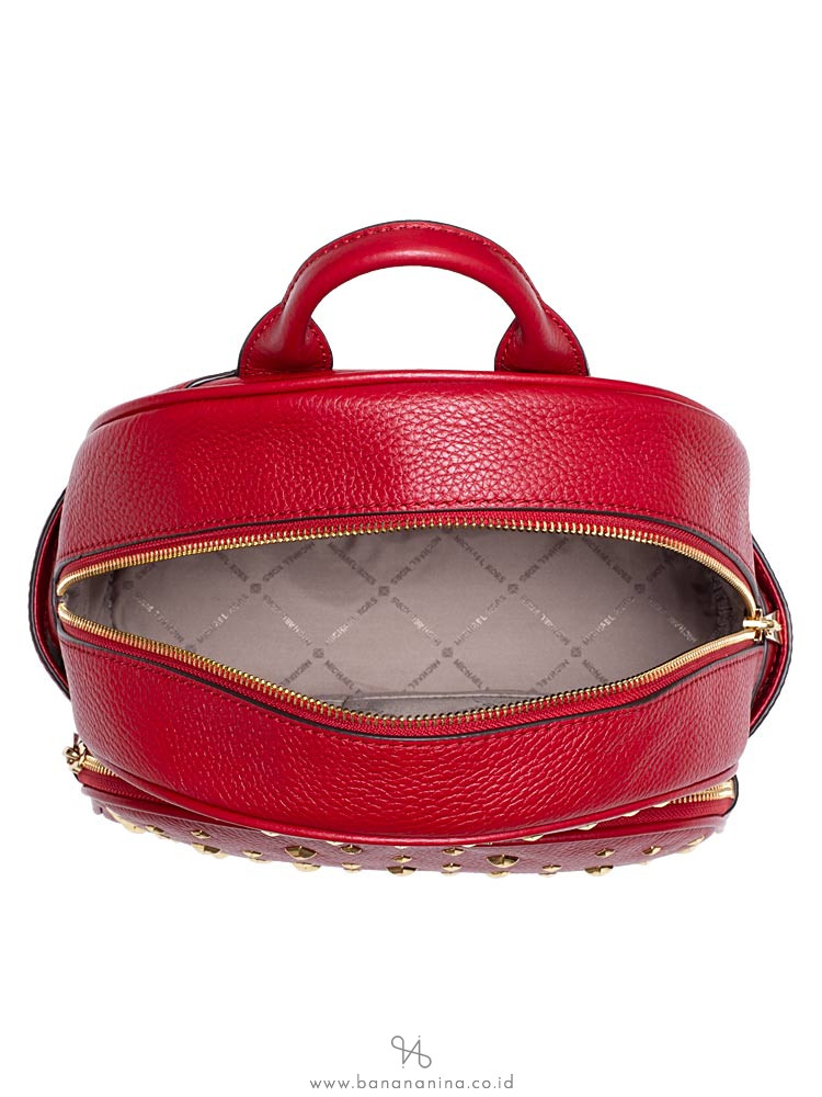 MICHAEL KORS Abbey Studded Leather Medium Backpack Scarlet