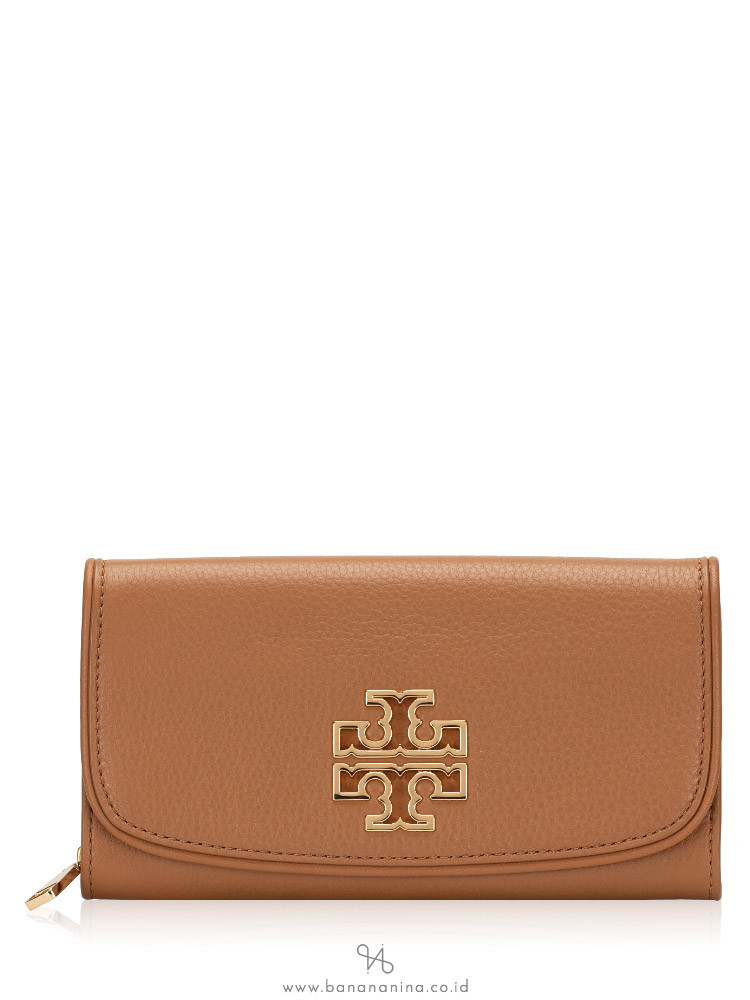 TORY BURCH Britten Duo Leather Envelope Wallet Bark