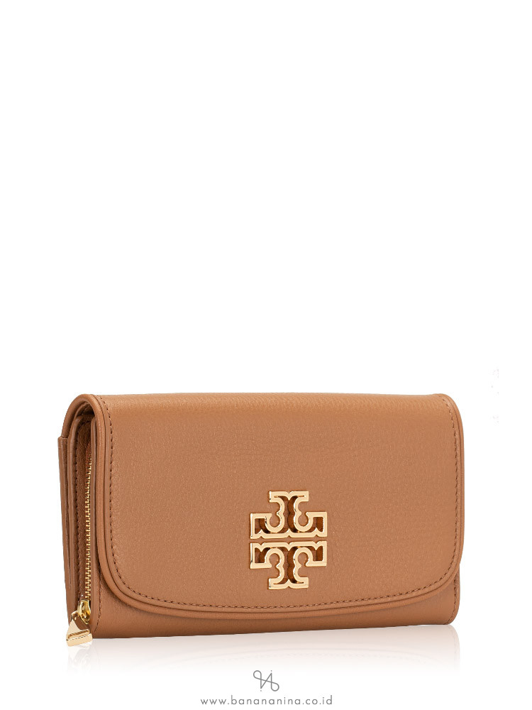 TORY BURCH Britten Duo Leather Envelope Wallet Bark