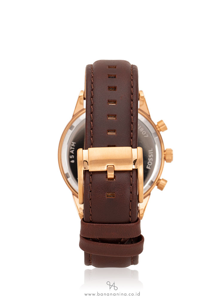 FOSSIL Men BQ2374 Flynn Pilot Chronograph Leather Strap Dark Brown