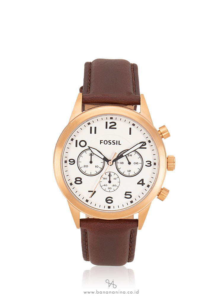FOSSIL Men BQ2374 Flynn Pilot Chronograph Leather Strap Dark Brown
