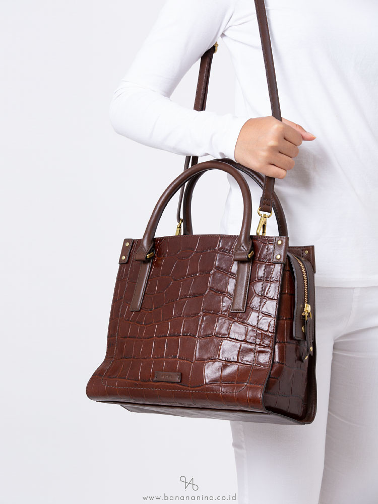 FOSSIL SHB1958204 Claire Croco Satchel Brown