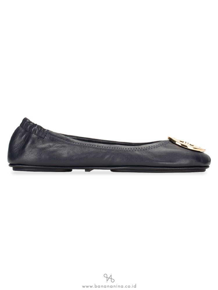 TORY BURCH Minnie Travel Flats Perfect Navy Gold Sz 5.5