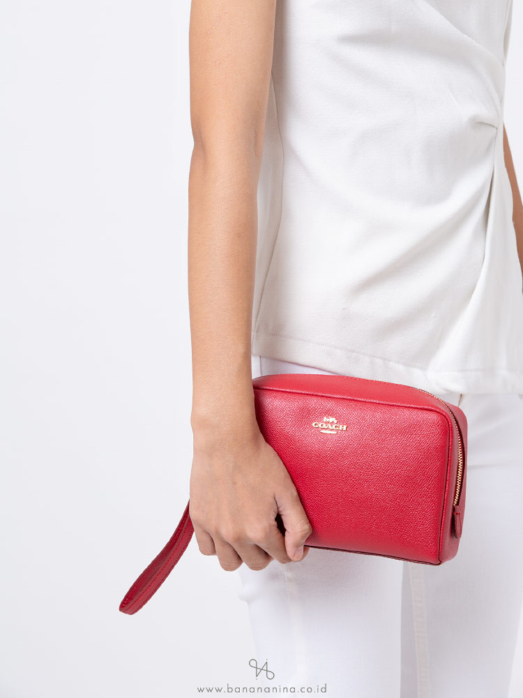 COACH 24797 Crossgrain Leather Cosmetic Case 20 True Red