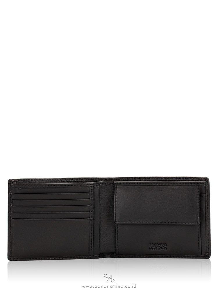 HUGO BOSS Men Moneme Leather Bifold Wallet Black