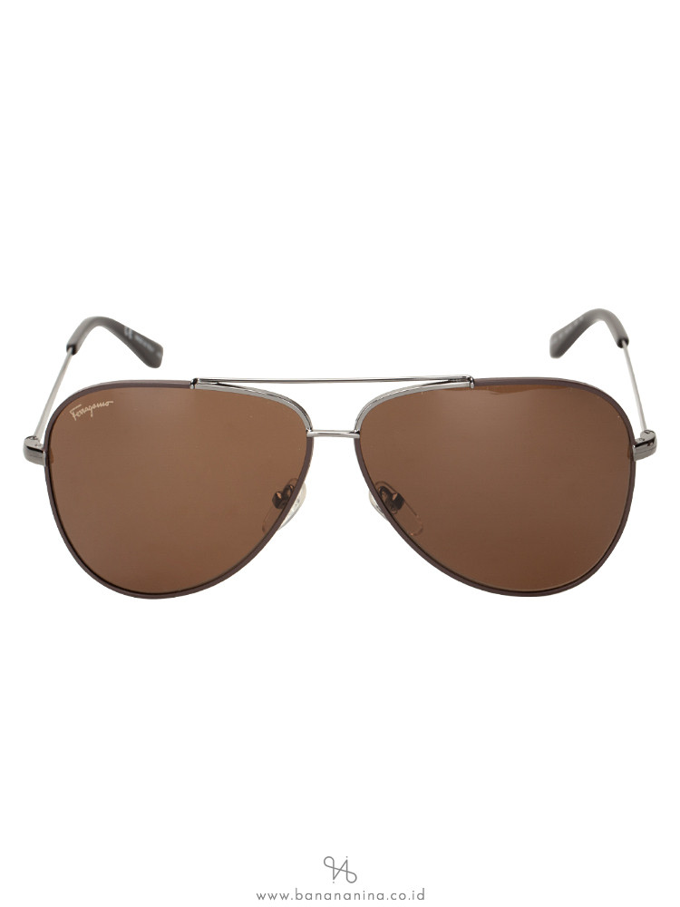SALVATORE FERRAGAMO SF131S Aviator Brown Gunmetal
