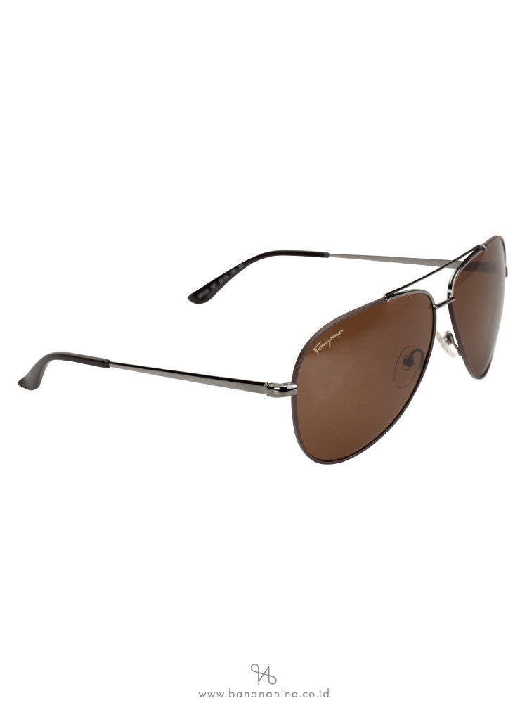 SALVATORE FERRAGAMO SF131S Aviator Brown Gunmetal