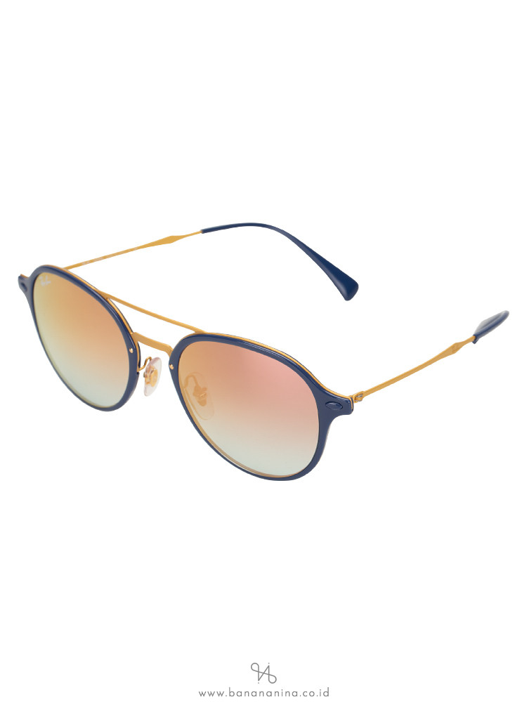 RAY-BAN RB4287 Polarized Mirror Sunglasses Rosegold Blue