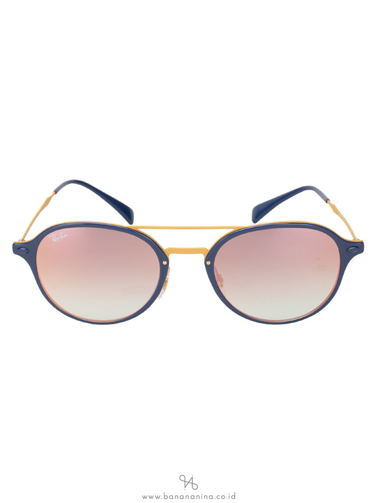 RAY-BAN RB4287 Polarized Mirror Sunglasses Rosegold Blue