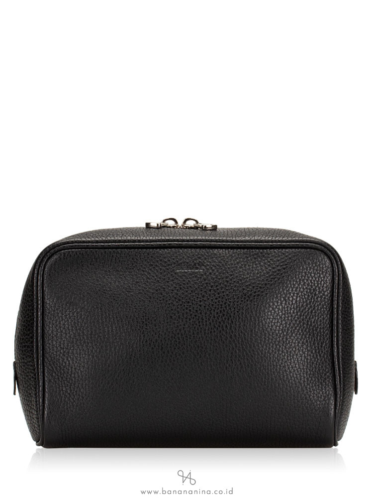 BALLY Leather Zip Pouch Black