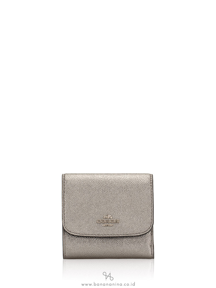COACH 21069 Metallic Crossgrain Small Wallet Gunmetal