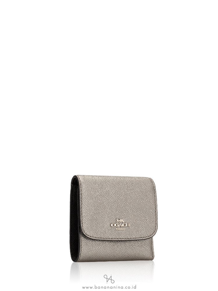 COACH 21069 Metallic Crossgrain Small Wallet Gunmetal