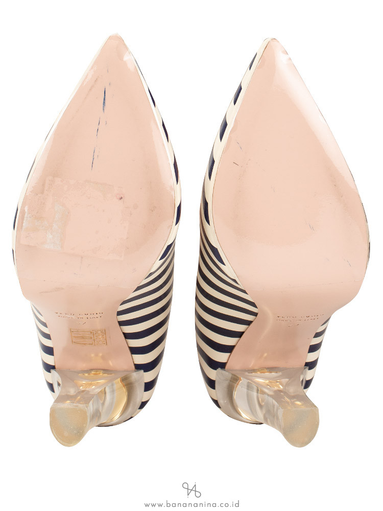 RED VALENTINO Leather Pumps Bianco Blue Stripes Sz 37