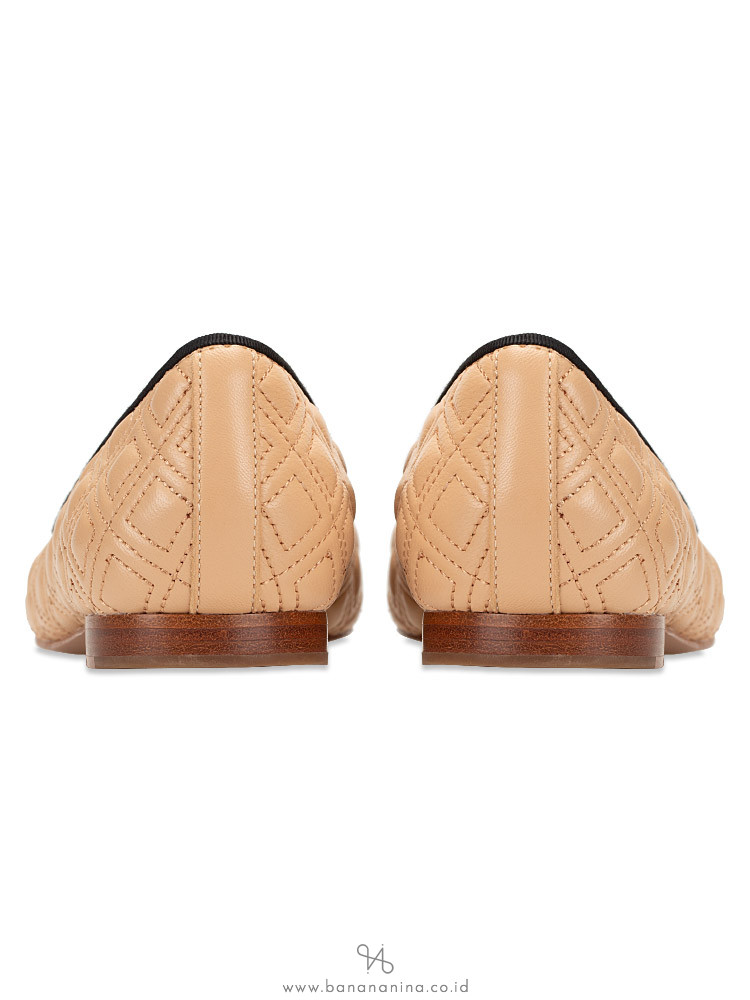 TORY BURCH Marion Quilted Ballet Flat Light Oak Sz 7.5