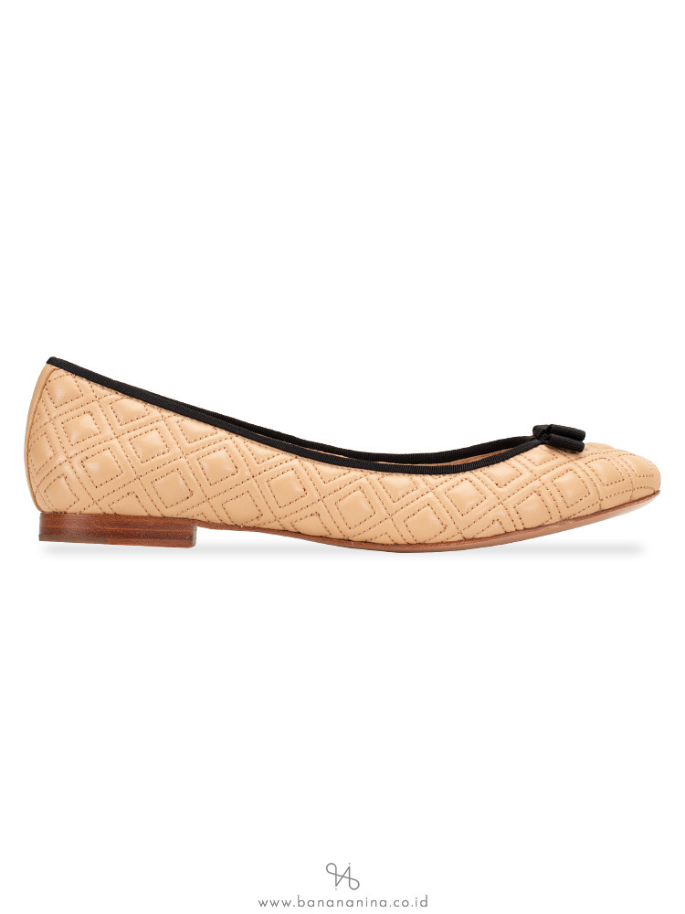 TORY BURCH Marion Quilted Ballet Flat Light Oak Sz 7.5
